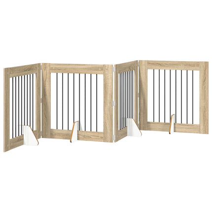 Fällbar hundgrind med stativ 4 pcs Sonoma-ek 321 cm