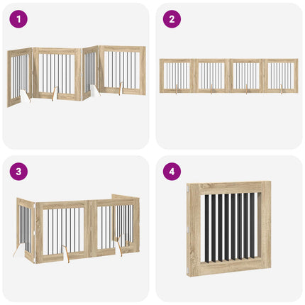 Fällbar hundgrind med stativ 4 pcs Sonoma-ek 321 cm