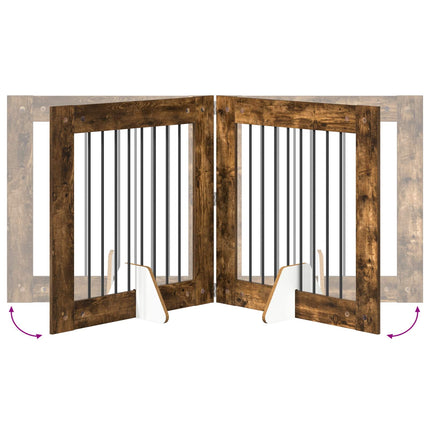 Hundgrind med ställningar 4 pcs Rökt ek 80 x 80 cm