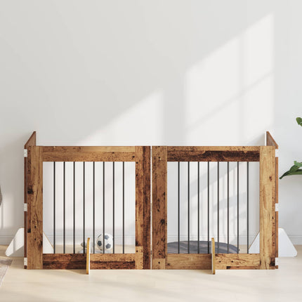 Hundgrind med ställningar 4 pcs Gammalt trä 80 x 80 cm
