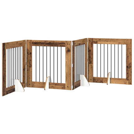 Hundgrind med ställningar 4 pcs Gammalt trä 80 x 80 cm