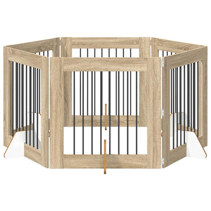 Fällbar hundgrind med stativ 6 pcs Sonoma-ek 482 cm