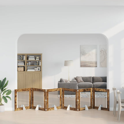 Hundgrind med ställningar 6 pcs Rökt ek 80 x 80 cm