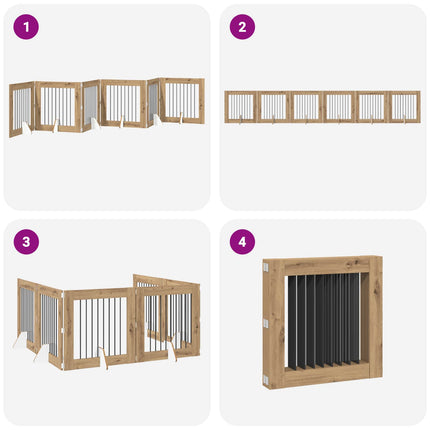 Fällbar hundgrind med stativ 6 pcs Artisan-ek 482 cm