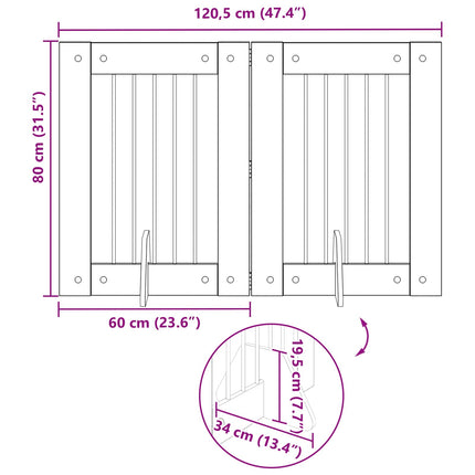Hundgrind med ställningar 2 pcs Svart ek 60 x 80 cm