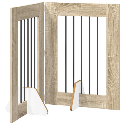 Fällbar hundgrind med stativ 2 pcs Sonoma-ek 120,5 cm