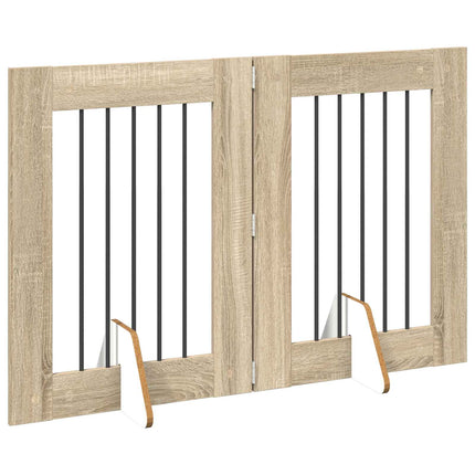 Fällbar hundgrind med stativ 2 pcs Sonoma-ek 120,5 cm