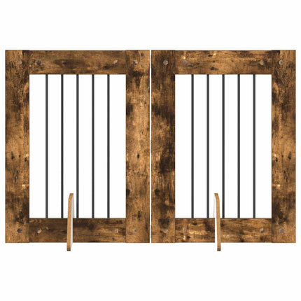 Hundgrind med ställningar 2 pcs Rökt ek 60 x 80 cm