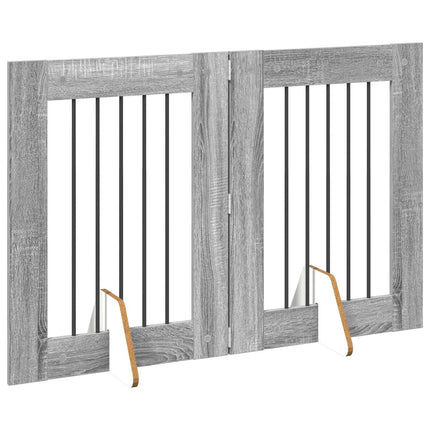 Hundgrind med ställningar 2 pcs Grå sonoma-ek 60 x 80 cm