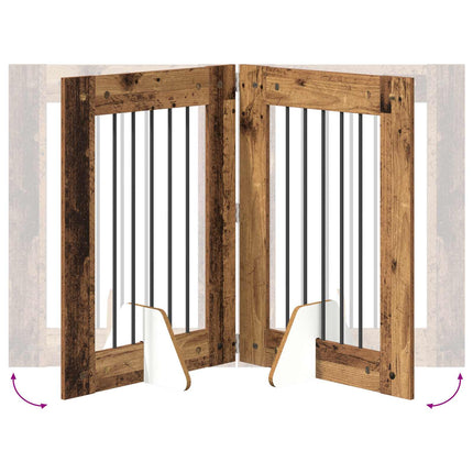 Hundgrind med ställningar 2 pcs Gammalt trä 60 x 80 cm