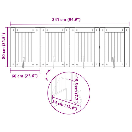 Hundgrind med ställningar 4 pcs Svart ek 60 x 80 cm