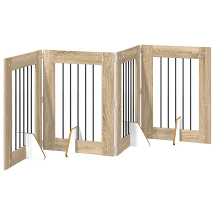 Fällbar hundgrind med stativ 4 pcs Sonoma-ek 241 cm