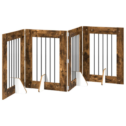 Hundgrind med ställningar 4 pcs Rökt ek 60 x 80 cm
