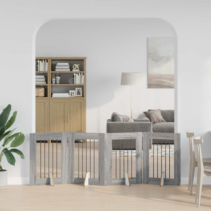 Hundgrind med ställningar 4 pcs Grå sonoma-ek 60 x 80 cm