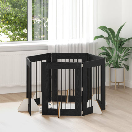 Hundgrind med ställningar 6 pcs Svart ek 60 x 80 cm
