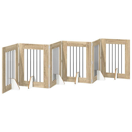 Fällbar hundgrind med stativ 6 pcs Sonoma-ek 362 cm