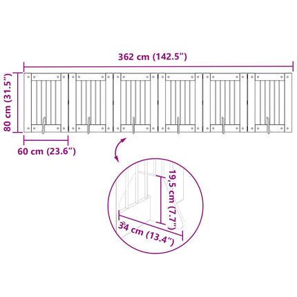 Fällbar hundgrind med stativ 6 pcs Sonoma-ek 362 cm
