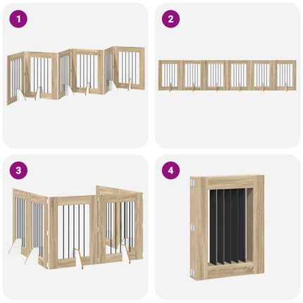 Fällbar hundgrind med stativ 6 pcs Sonoma-ek 362 cm
