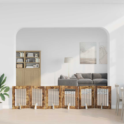 Hundgrind med ställningar 6 pcs Rökt ek 60 x 80 cm