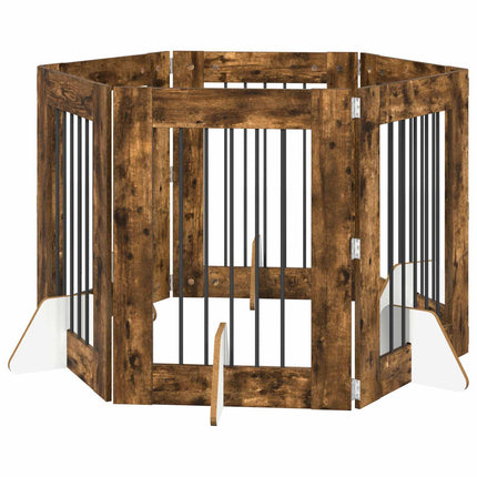 Hundgrind med ställningar 6 pcs Rökt ek 60 x 80 cm