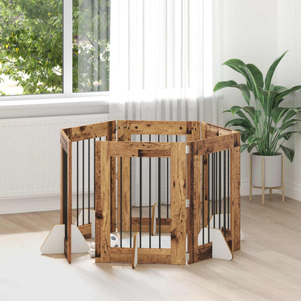 Hundgrind med ställningar 6 pcs Gammalt trä 60 x 80 cm