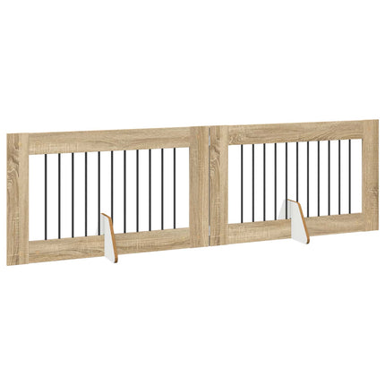 Fällbar hundgrind med stativ 2 pcs Sonoma-ek 200,5 cm