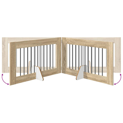 Fällbar hundgrind med stativ 2 pcs Sonoma-ek 200,5 cm