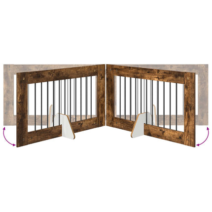 Hundgrind med ställningar 2 pcs Rökt ek 100 x 60 cm