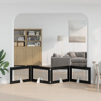 Hundgrind med ställningar 4 pcs Svart ek 100 x 60 cm