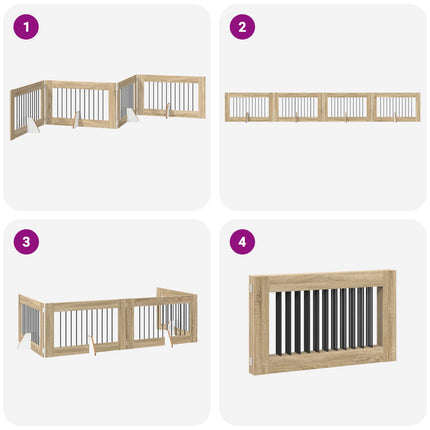 Fällbar hundgrind med stativ 4 pcs Sonoma-ek 401 cm