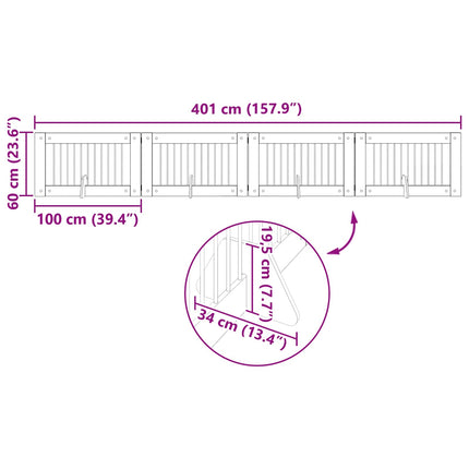 Hundgrind med ställningar 4 pcs Rökt ek 100 x 60 cm