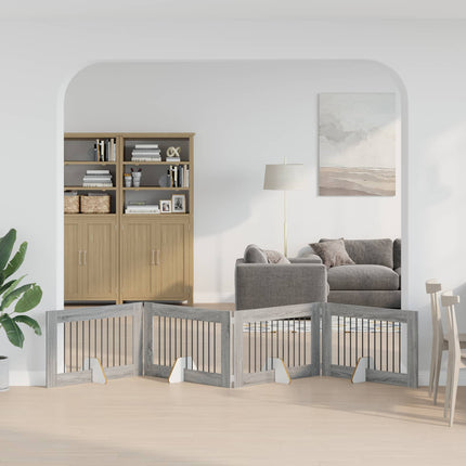 Hundgrind med ställningar 4 pcs Grå sonoma-ek 100 x 60 cm