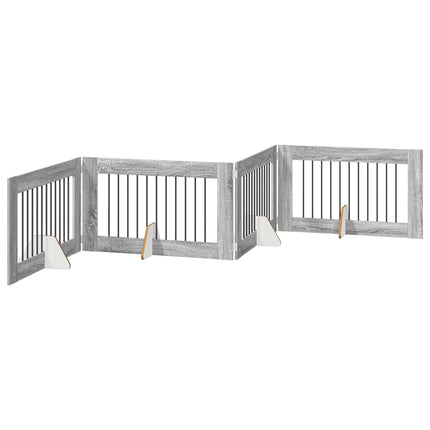 Hundgrind med ställningar 4 pcs Grå sonoma-ek 100 x 60 cm
