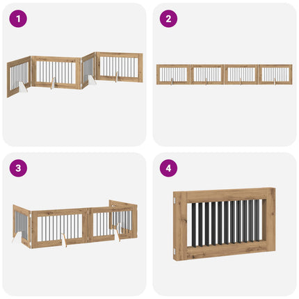 Fällbar hundgrind med stativ 4 pcs Artisan-ek 401 cm