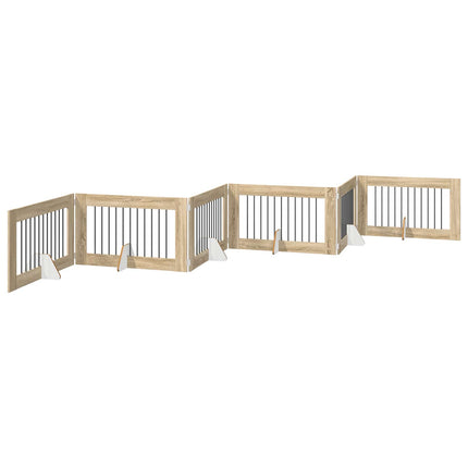 Fällbar hundgrind med stativ 6 pcs Sonoma-ek 602 cm
