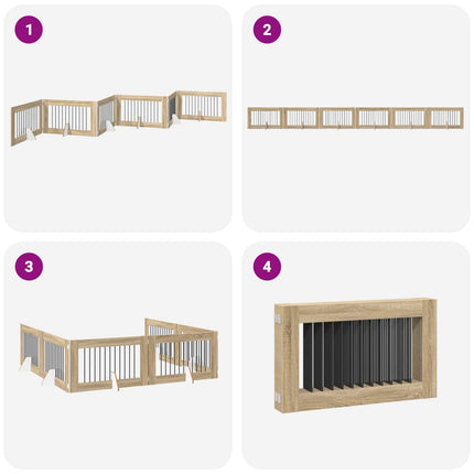 Fällbar hundgrind med stativ 6 pcs Sonoma-ek 602 cm