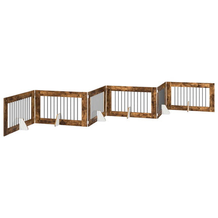 Hundgrind med ställningar 6 pcs Rökt ek 100 x 60 cm