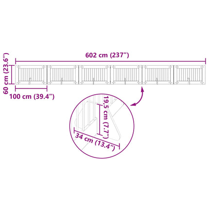 Fällbar hundgrind med stativ 6 st Artisan-ek 602 cm