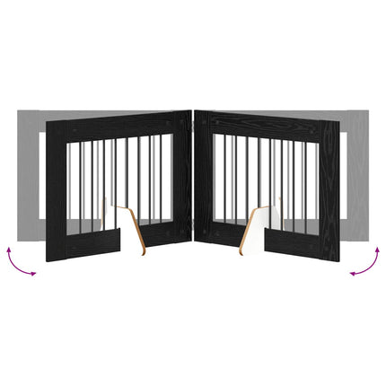 Hundgrind med ställningar 2 pcs Svart ek 80 x 60 cm