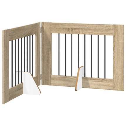 Fällbar hundgrind med stativ 2 pcs Sonoma-ek 160,5 cm