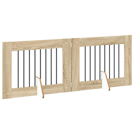 Fällbar hundgrind med stativ 2 pcs Sonoma-ek 160,5 cm
