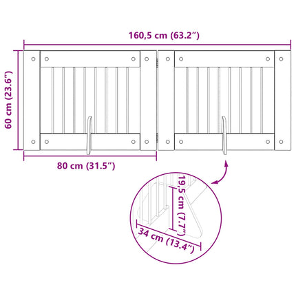 Fällbar hundgrind med stativ 2 pcs Artisan-ek 160,5 cm