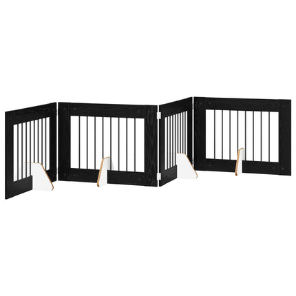 Hundgrind med ställningar 4 pcs Svart ek 80 x 60 cm