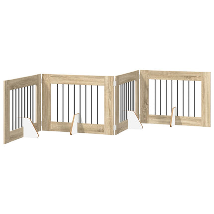 Fällbar hundgrind med stativ 4 pcs Sonoma-ek 321 cm