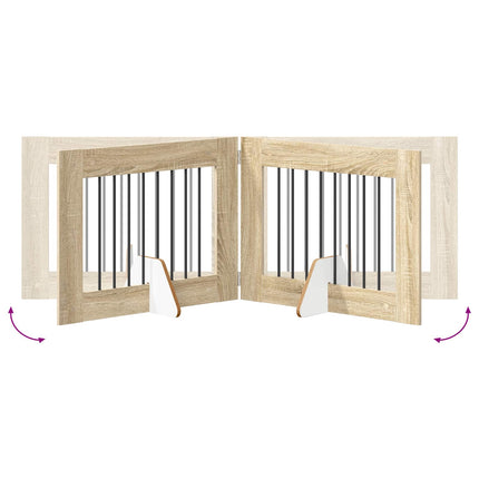 Fällbar hundgrind med stativ 4 pcs Sonoma-ek 321 cm