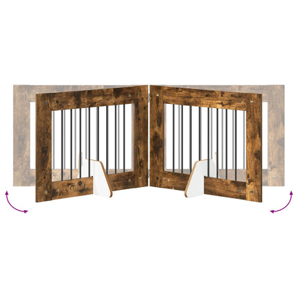Hundgrind med ställningar 4 pcs Rökt ek 80 x 60 cm