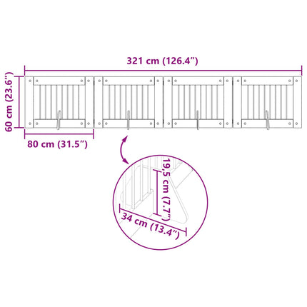 Hundgrind med ställningar 4 pcs Rökt ek 80 x 60 cm