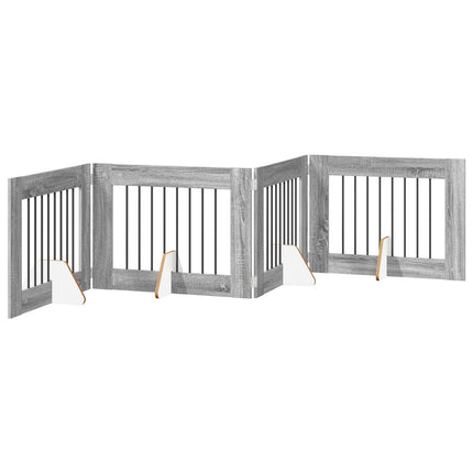 Hundgrind med ställningar 4 pcs Grå sonoma-ek 80 x 60 cm