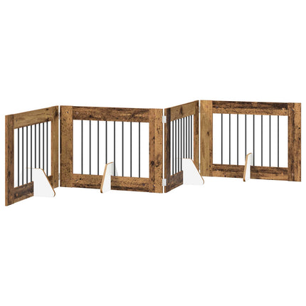 Hundgrind med ställningar 4 pcs Gammalt trä 80 x 60 cm