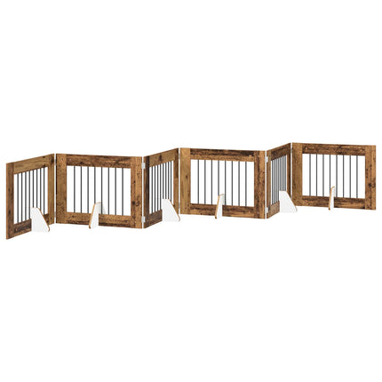 Hundgrind med ställningar 6 pcs Gammalt trä 80 x 60 cm